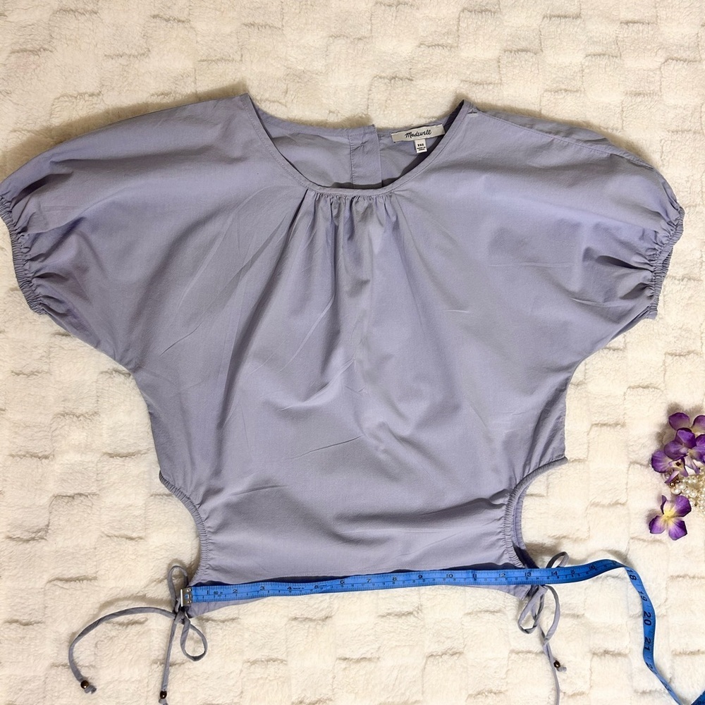 Madewell Boxy Puff Sleeve Blouse in Purple Size:XXS - Picture 6 of 9